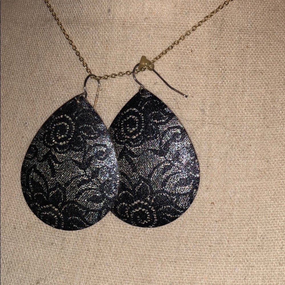 Navy lace earrings